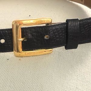 Louis feraud navy belt gold buckle size 42
